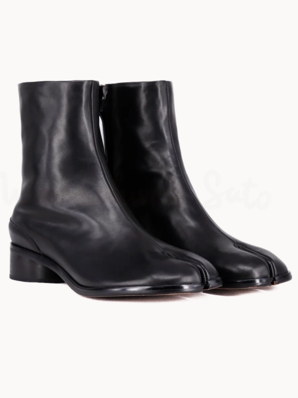 Woodchuck Sato Chelsea Boots Tabi Split-Toe 3cm Heel in Black Leather